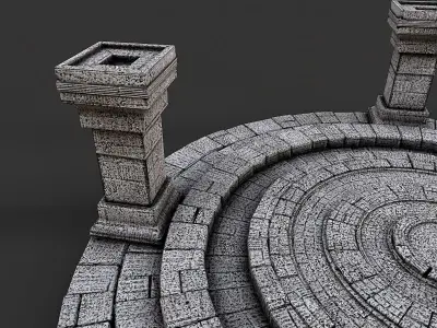 Ancient Circular Stone Platform Altar 3 Low-poly 3D model