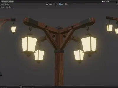 Lamp Post - 4 Sided - 3D model
