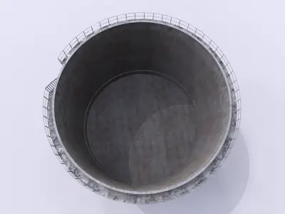 Concrete water tower 3 Low-poly 3D model