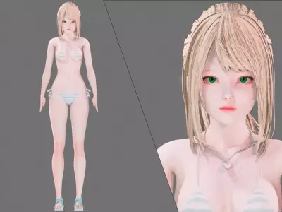 Bikini 0004 - UE5 - Unity - Blender - Animated Low-poly 3D model