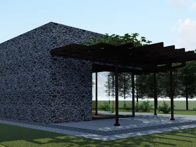 SMALL STONE HOUSE Low-poly 3D model