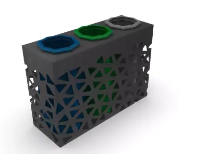 Modern metal colorful supermarket recycling bin Low-poly 3D model