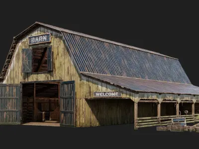 05-06-07-08 - Farm Buildings 4K PBR GameReady Low-poly 3D model