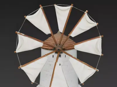 Mediterranean Stone Windmill 3D Model Low-poly 3D model