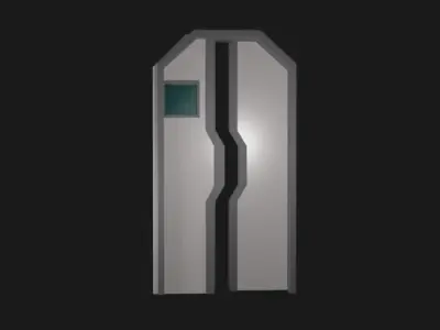 Simple Low Poly Sci-fi Door with Window Low-poly 3D model