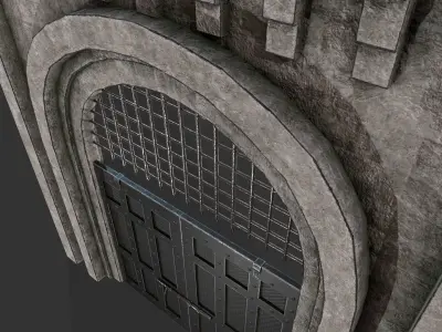 Medieval Big Gate Low-poly 3D model