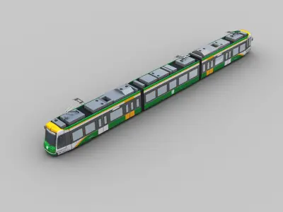 Low Poly Tram 16 Low-poly 3D model