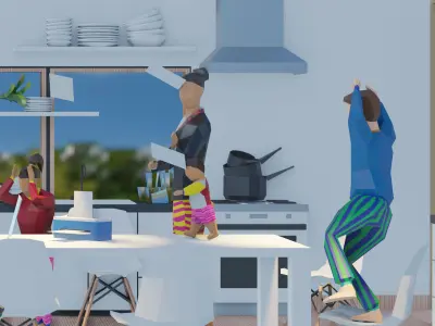 Stay Home Low Poly Posed People Pack Low-poly 3D model