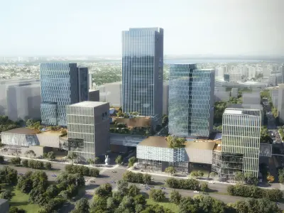 Modern Skyscraper Business District 3D model