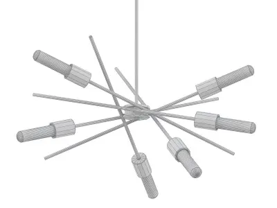 Astra 6 modern chandelier with brass and gold accents 3D model