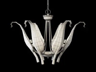 Iris Leaves - chandelier in Murano glass and brass by Seguso 3D model