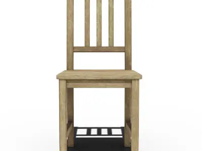 Old Raw Wood Chair Low-poly 3D model
