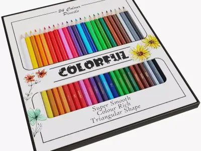 Set of Colored Pencils Low-poly 3D model