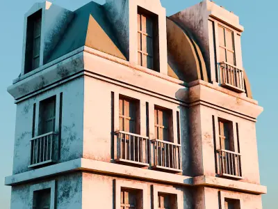Low-Poly French Building - Textured Low-poly 3D model