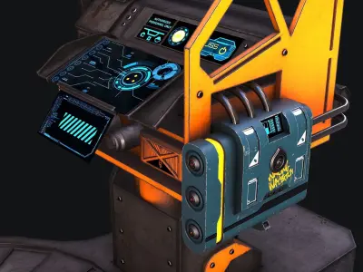 Sci-Fi Console Computer Base 3 Low-poly 3D model