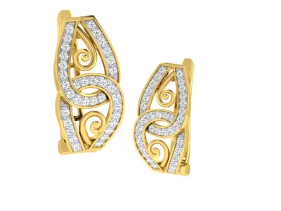 Light Weight Yellow Gold Diamond Earring EZ BI-34 3D print model