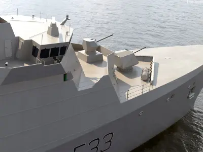  Naval Frigate with Transport Helicopter 