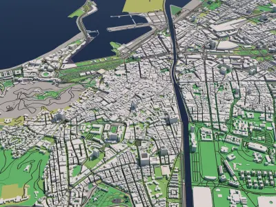 Malaga Spain 30x30km City Map 3D model