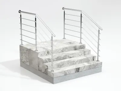 Stairs with railing 3D model