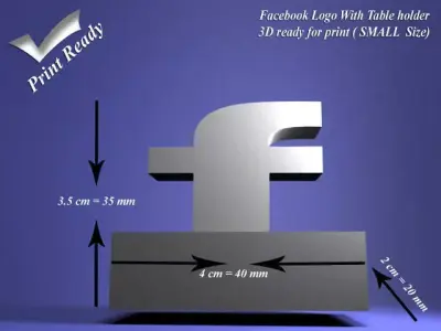 Facebook with holder - 3D print ready - Small size 3D print model