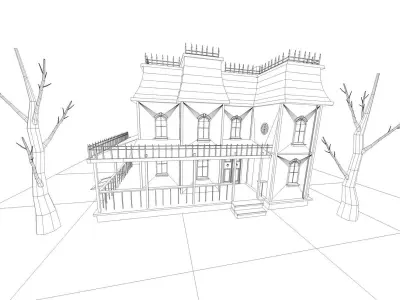 Low Poly Haunted House  Low-poly 3D model
