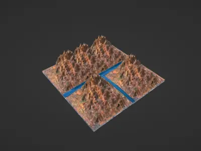 Mountain landscape Low-poly 3D model
