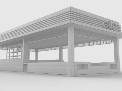 Cafe Bar pavilion Low-poly 3D model