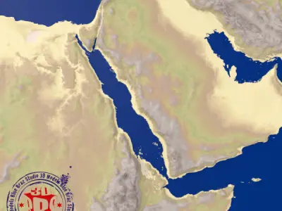 Middle East elevation map 3D model