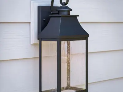 Keaton Sandy Black Seeded Glass Outdoor Wall Lantern 3D model