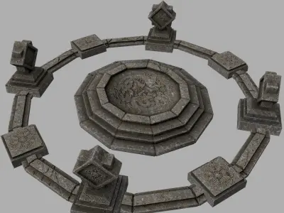 temple 2 stone circle with stones Low-poly 3D model