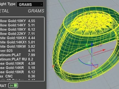 Diamond-Encrusted Oval Signet Ring 3D print model