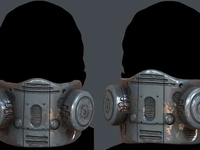 Gas mask helmet 3d model scifi Low-poly  Low-poly 3D model