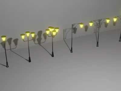 Low Poly Street Lamp Pack Low-poly 3D model