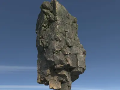 Low poly Mossy Floating Island Rock Pack 211205 Low-poly 3D model