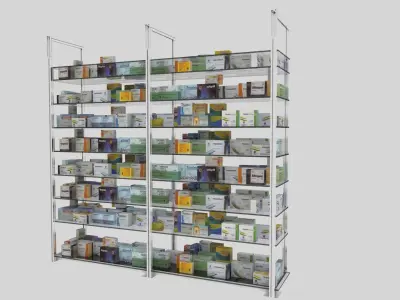 Drug Store Pharmacy Shelve Low Poly and less Materials Low-poly 3D model
