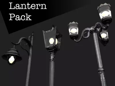 Victorian Street Lantern Pack Low-poly 3D model