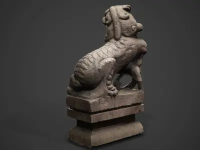 Chinese ancient Lion Sculpture  Low-poly 3D model
