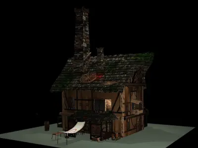Horrible House in village  Low-poly 3D model