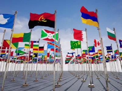 Flags Package  250 Flags Low-poly 3D model