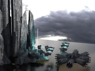 Halo Inspired Mountain Skyline 3 Kit bash 3D model