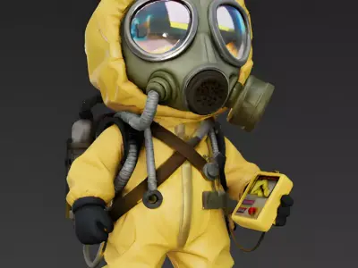 Post-Apocalyptic Hazmat Survivor Chibi 3D Model Low-poly 3D model