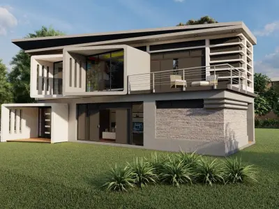 Casa Scene-villa-modern house 3D model 36