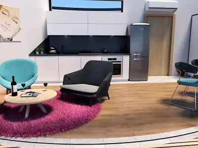 modern round  house design 3d model Low-poly 3D model