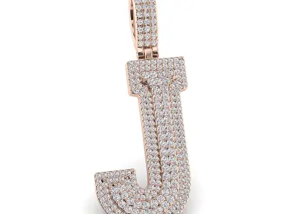 Alphabet Latter J Diamond Pendent 3D print model