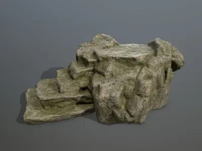 Altar Set rock Low-poly 3D model