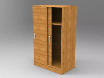 Wardrobe wooden with two doors Free 3D model