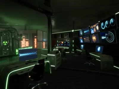 SciFi Control Room 3  Low-poly 3D model