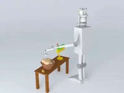 Hanukkah robot making food on table Free 3D model