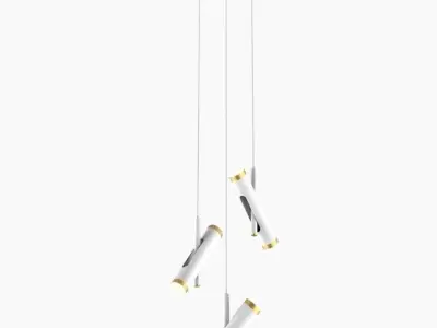 WUNDERLICHT three gold cylinders hanging from ceiling 3D model