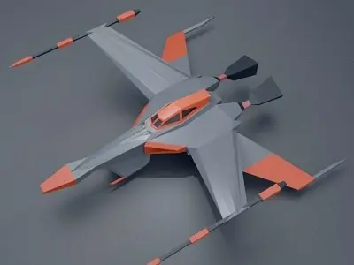 Areos lowpoly spaceship concept Low-poly 3D model